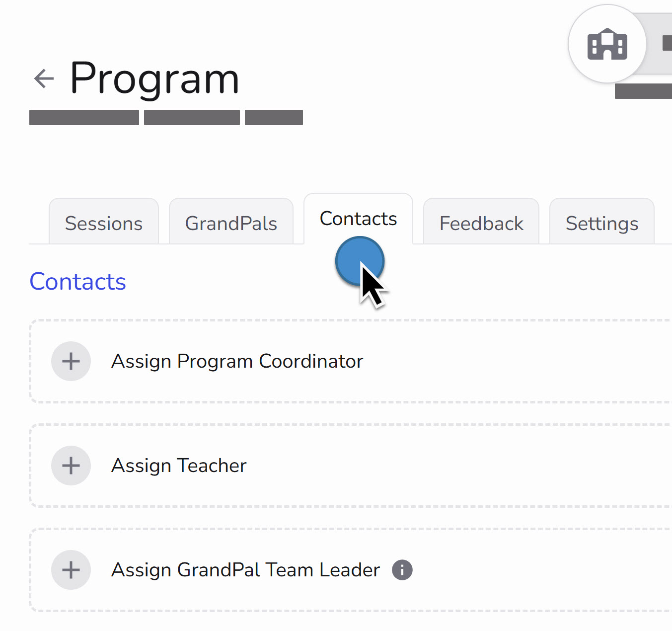 Program Contacts tab