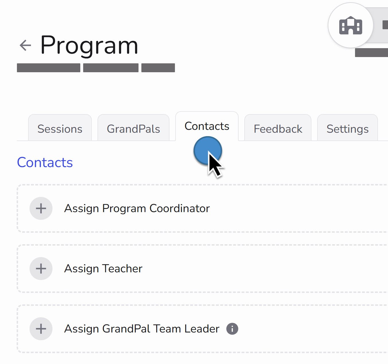 Program Contacts tab