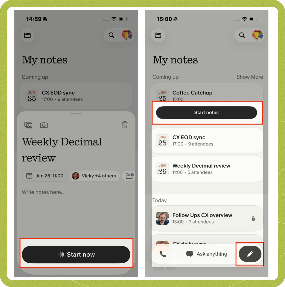 Starting a note on iOS