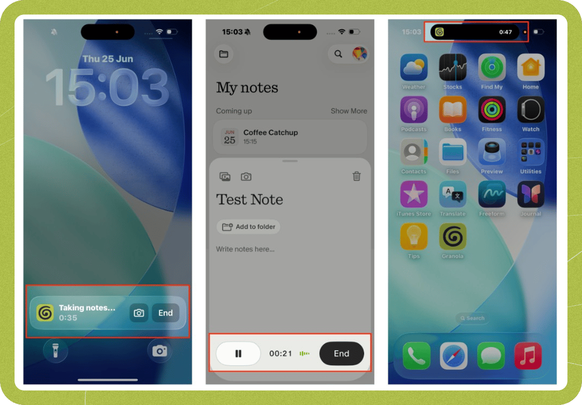 Recording indicators on iOS