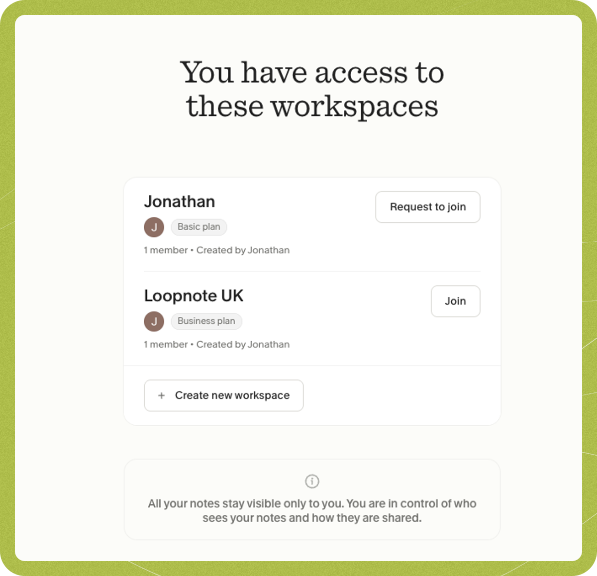 Join workspace