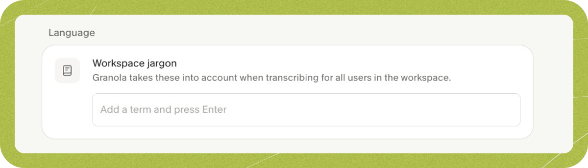 Workspace jargon in Settings > Workspace > General