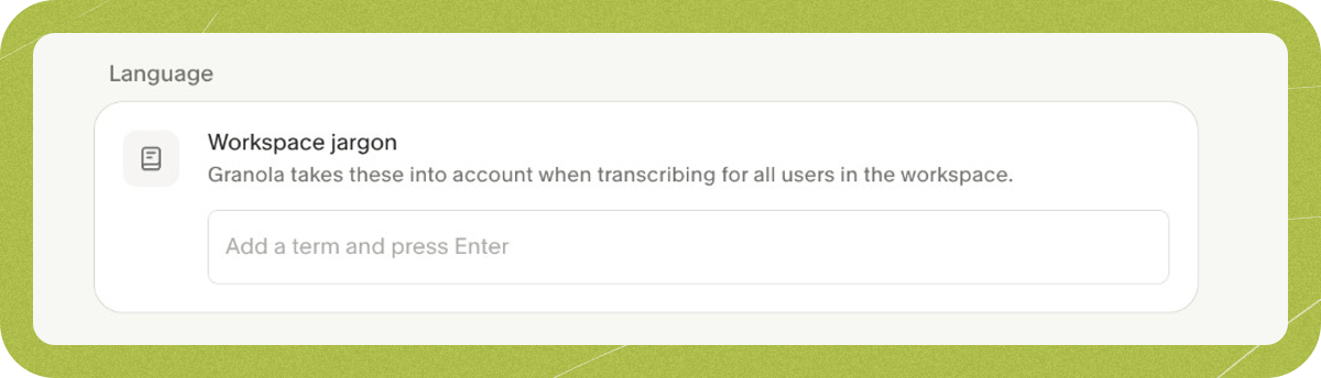 Workspace jargon in Settings > Workspace > General