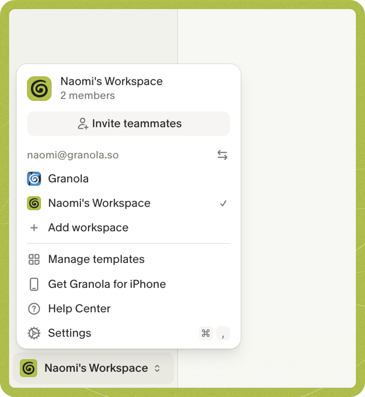 Workspaces - Granola Docs & Help Center