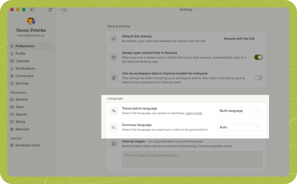 Multi-language support - Granola Docs & Help Center