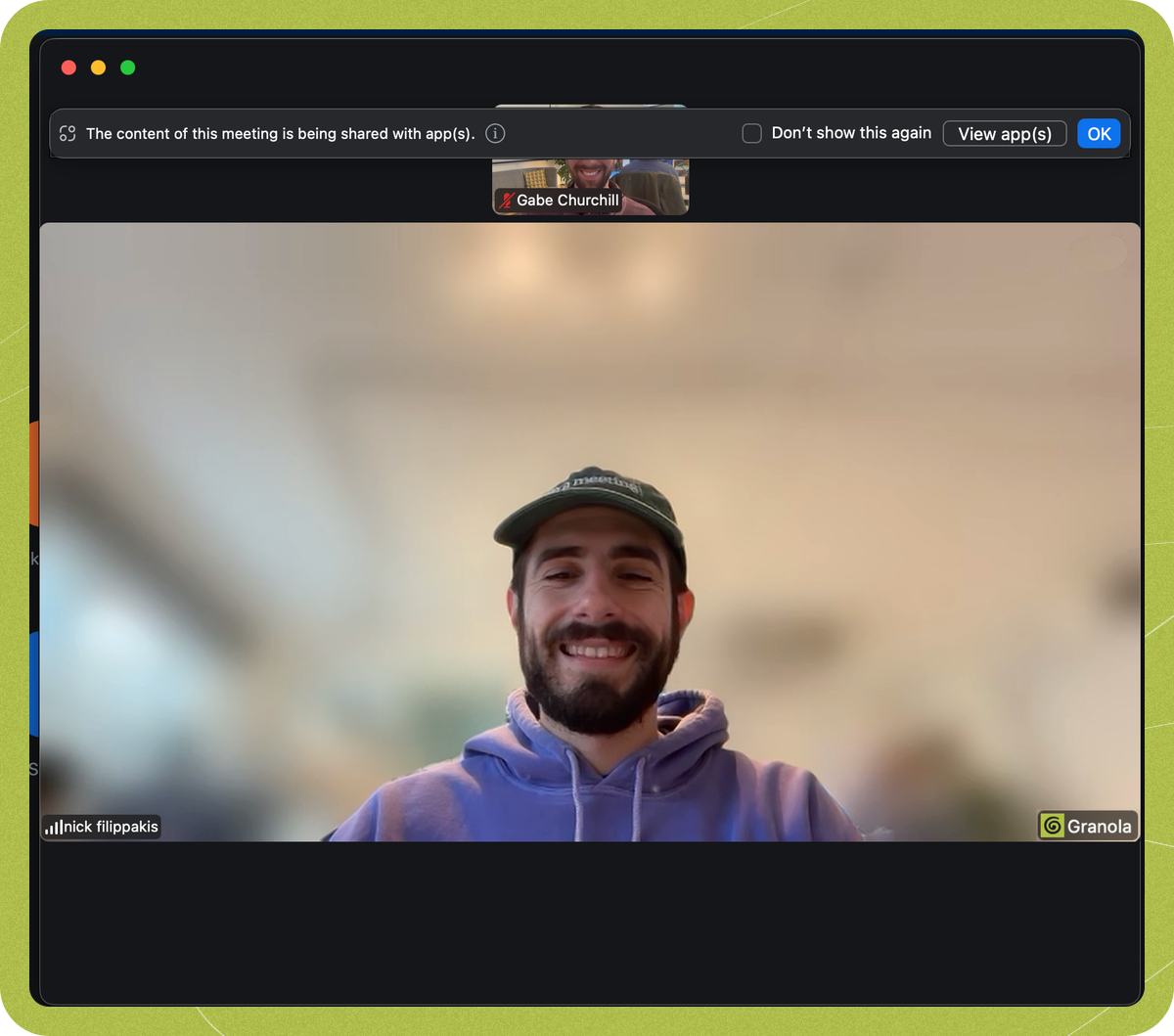 The content of this meeting is being shared with app