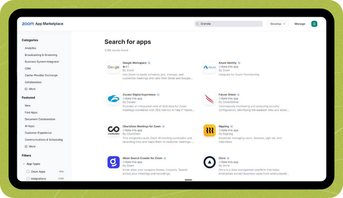 Find the app in the Zoom marketplace