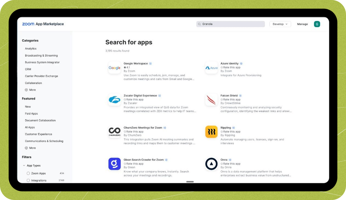 Find the app in the Zoom marketplace