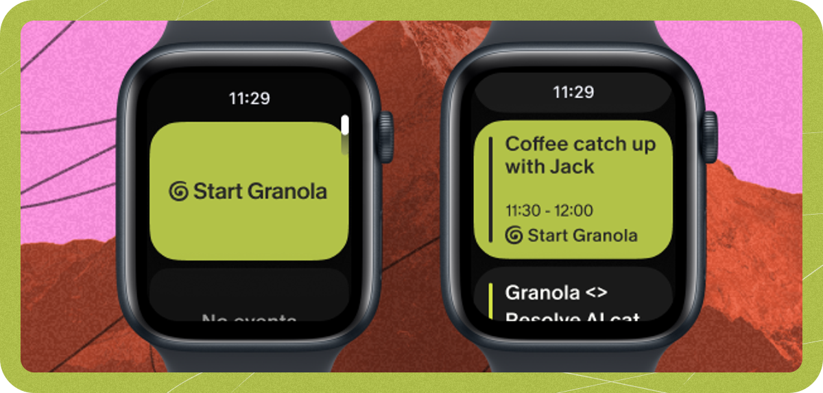 Starting a note from the Granola app on Apple Watch