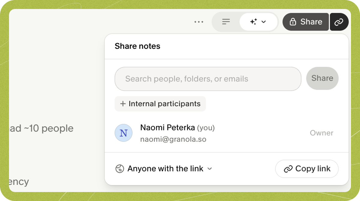 Sharing notes - Granola Docs & Help Center