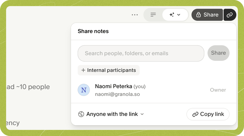 Notes Sharing Format Sharing notes - Granola Docs & Help Center