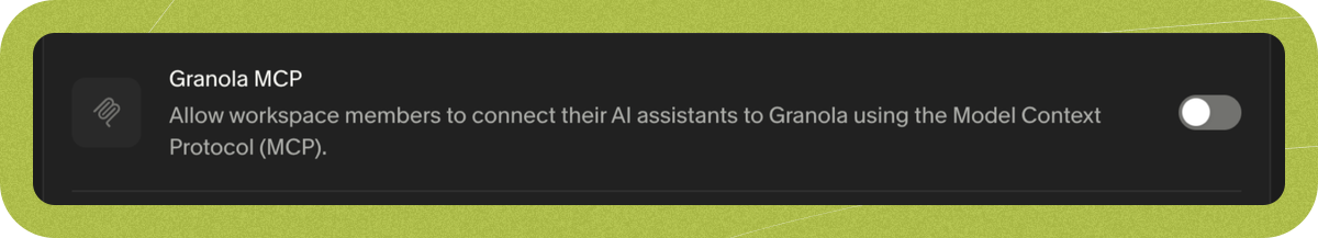 MCP toggle in Security Settings