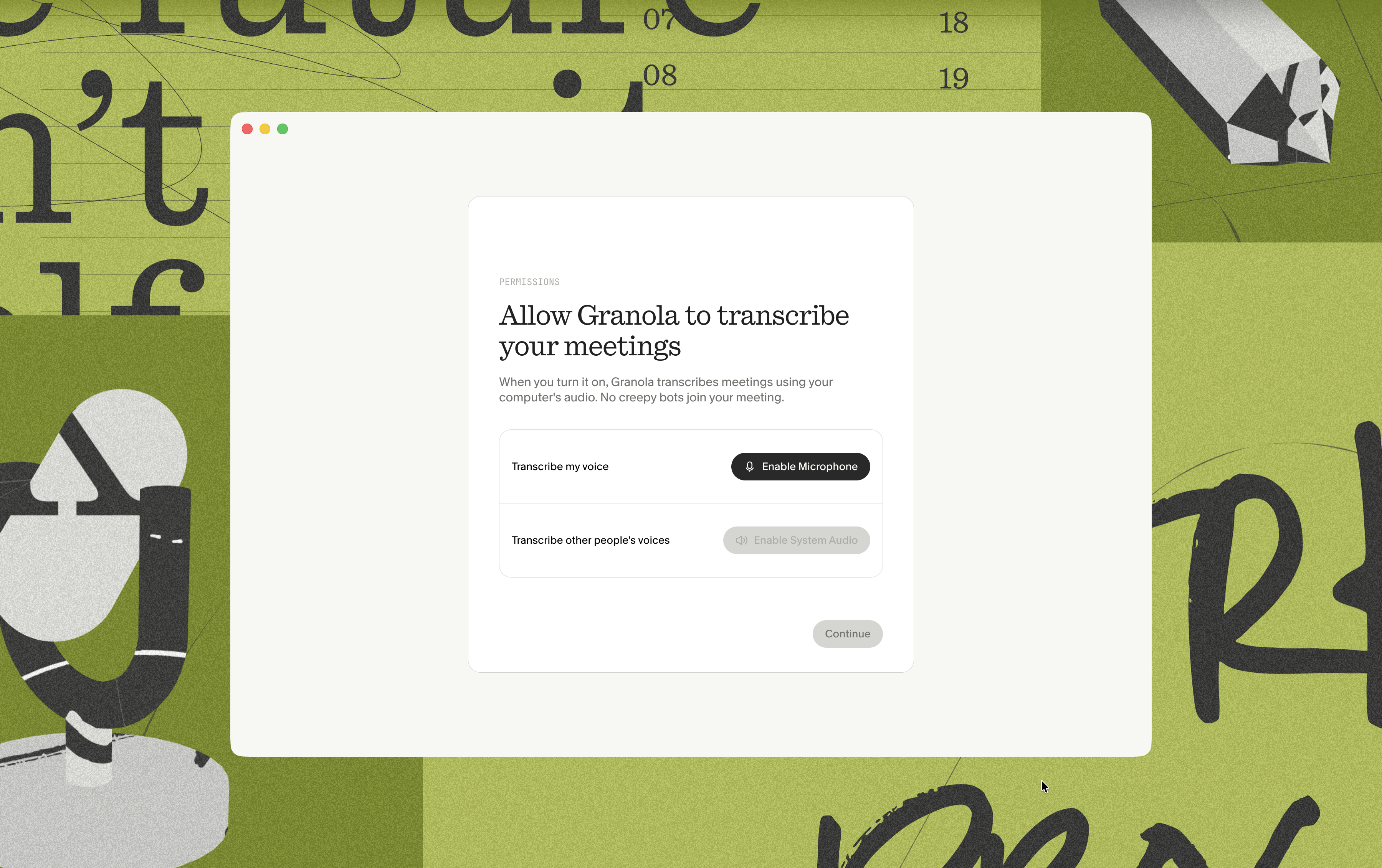 Microphone and system audio permission prompts on macOS