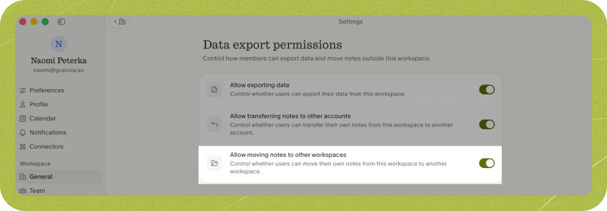 Transfer notes between workspaces - Granola Docs & Help Center