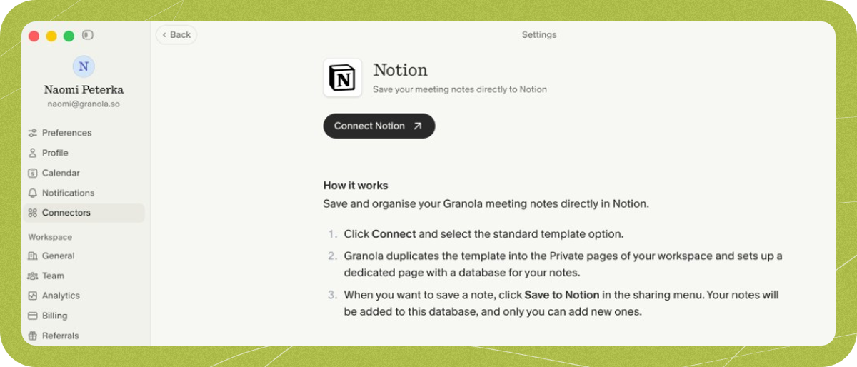 Notion - Granola Docs & Help Center