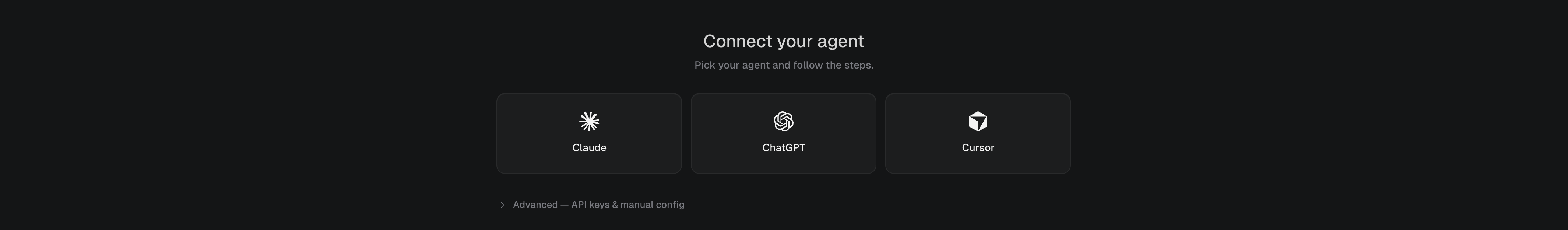 Pick your agent on the Agents page and follow the steps