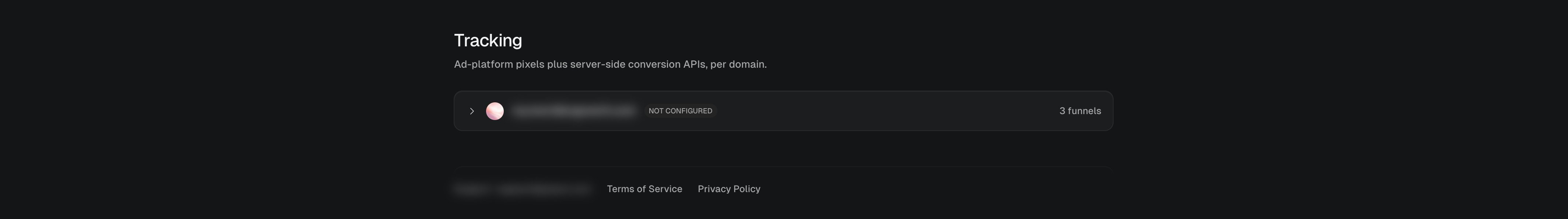Per-domain tracking configuration in Settings