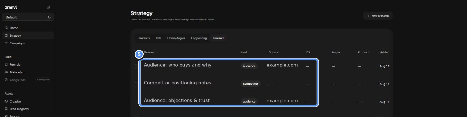 Strategy Research tab