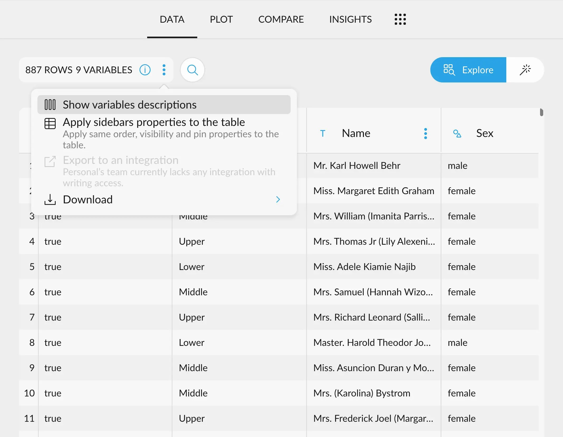Edit description
menu