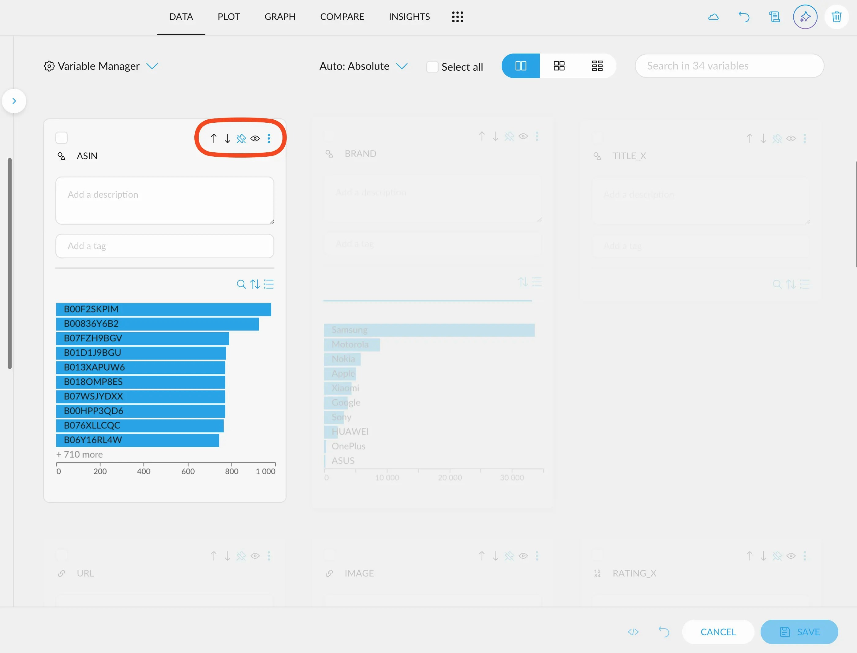Hide variable side
bar