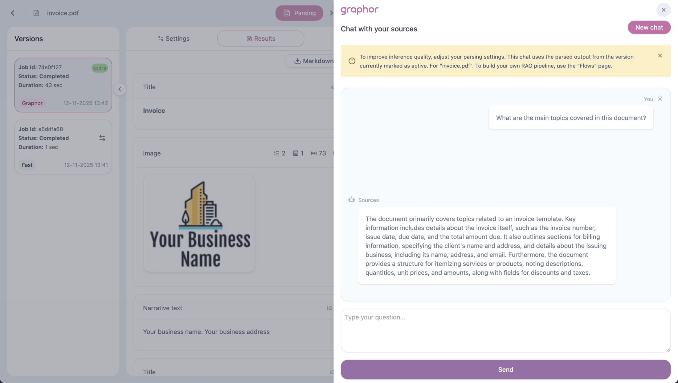 Document chat interface