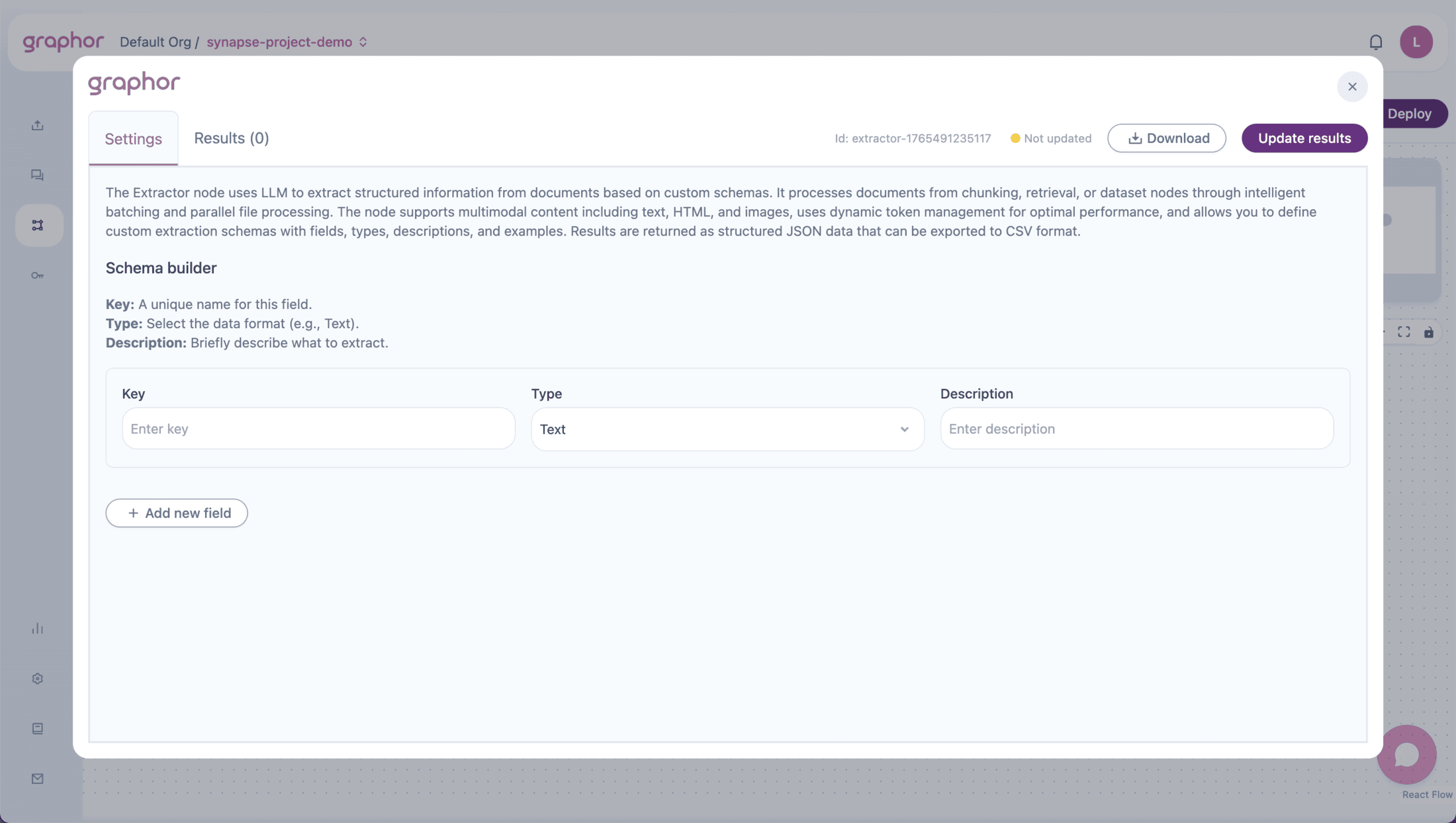 Extractor configuration