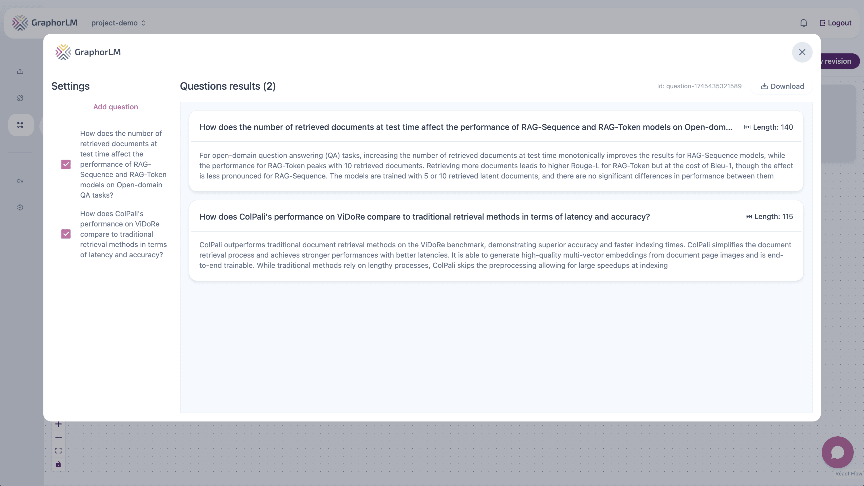 Testing with Question node