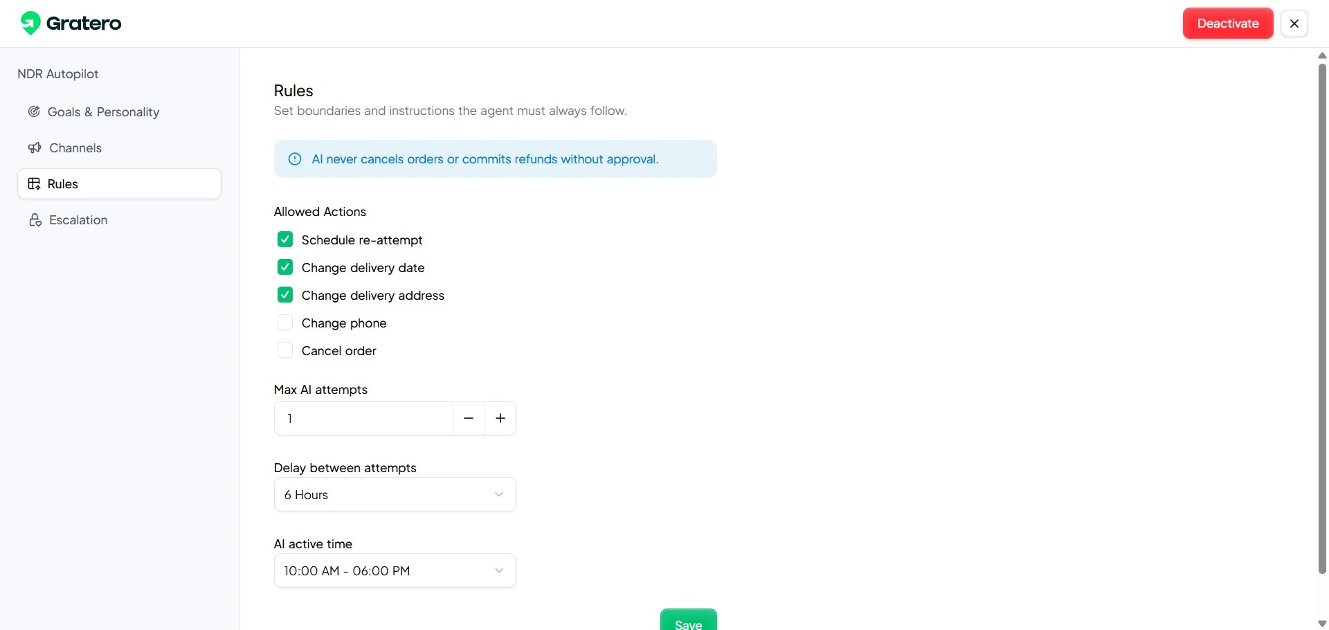 AI Agent rule configuration.