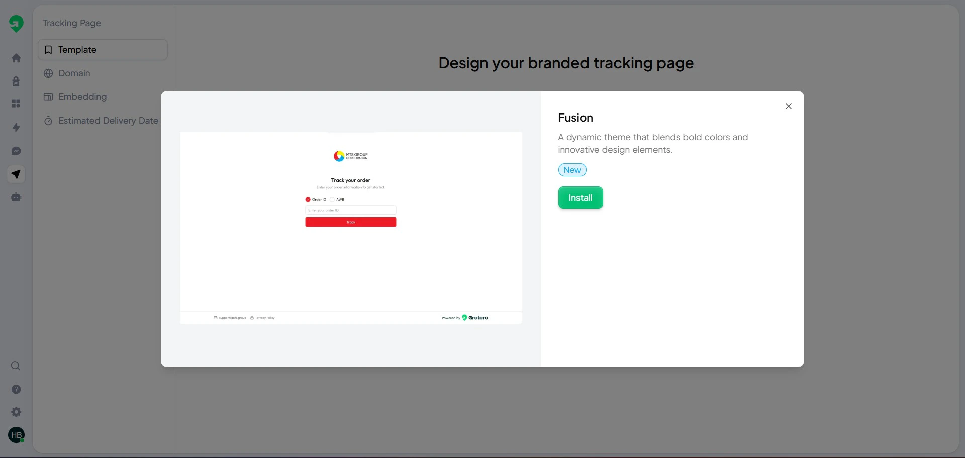 Install tracking page template flow.
