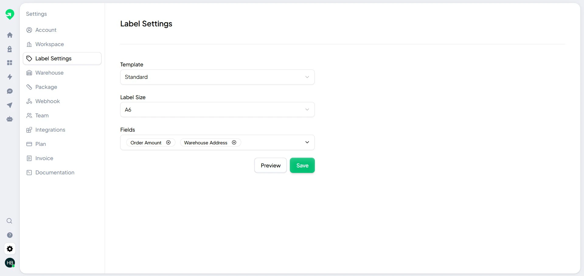 Label creation screen in Gratero.