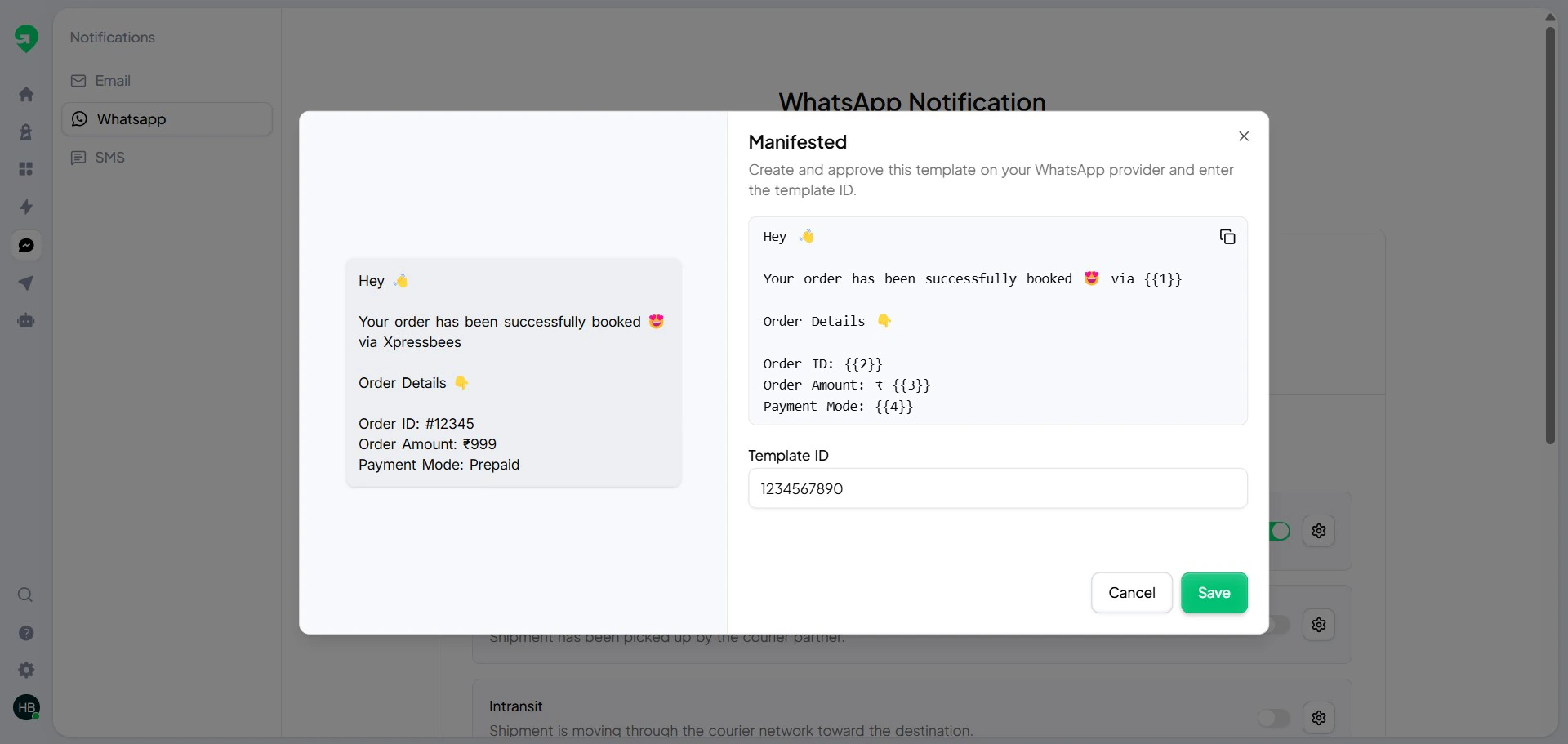 Notification channel popup in Gratero.