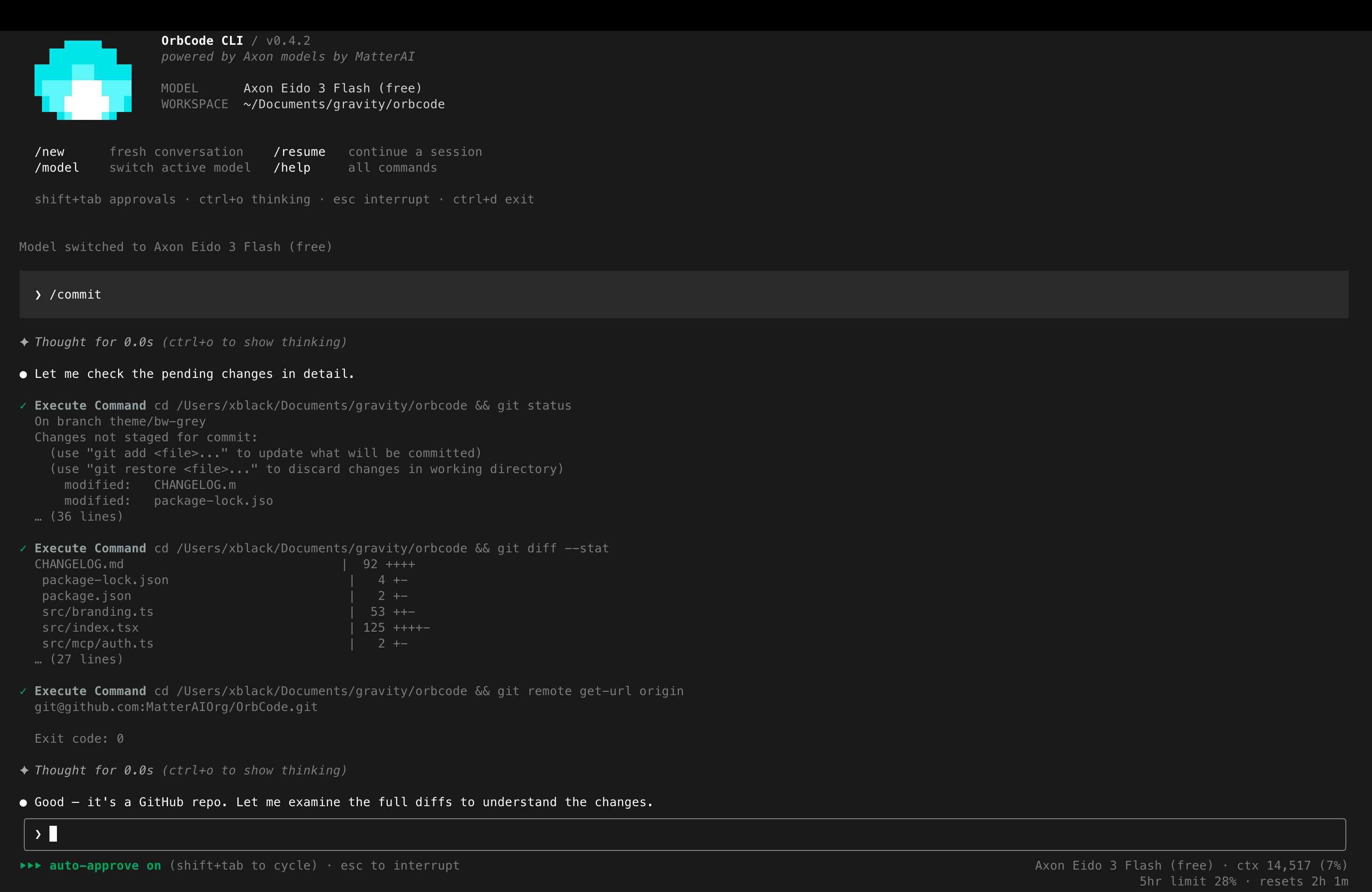 OrbCode CLI interactive TUI