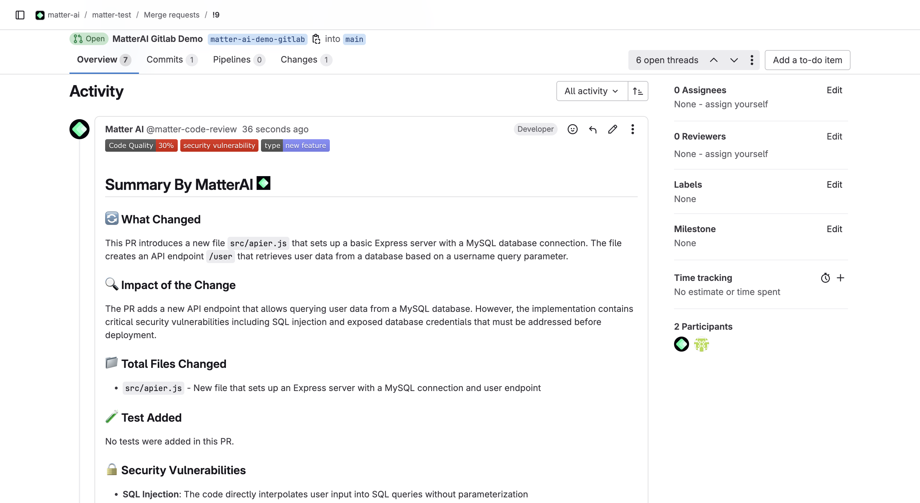Setting up MatterAI service account