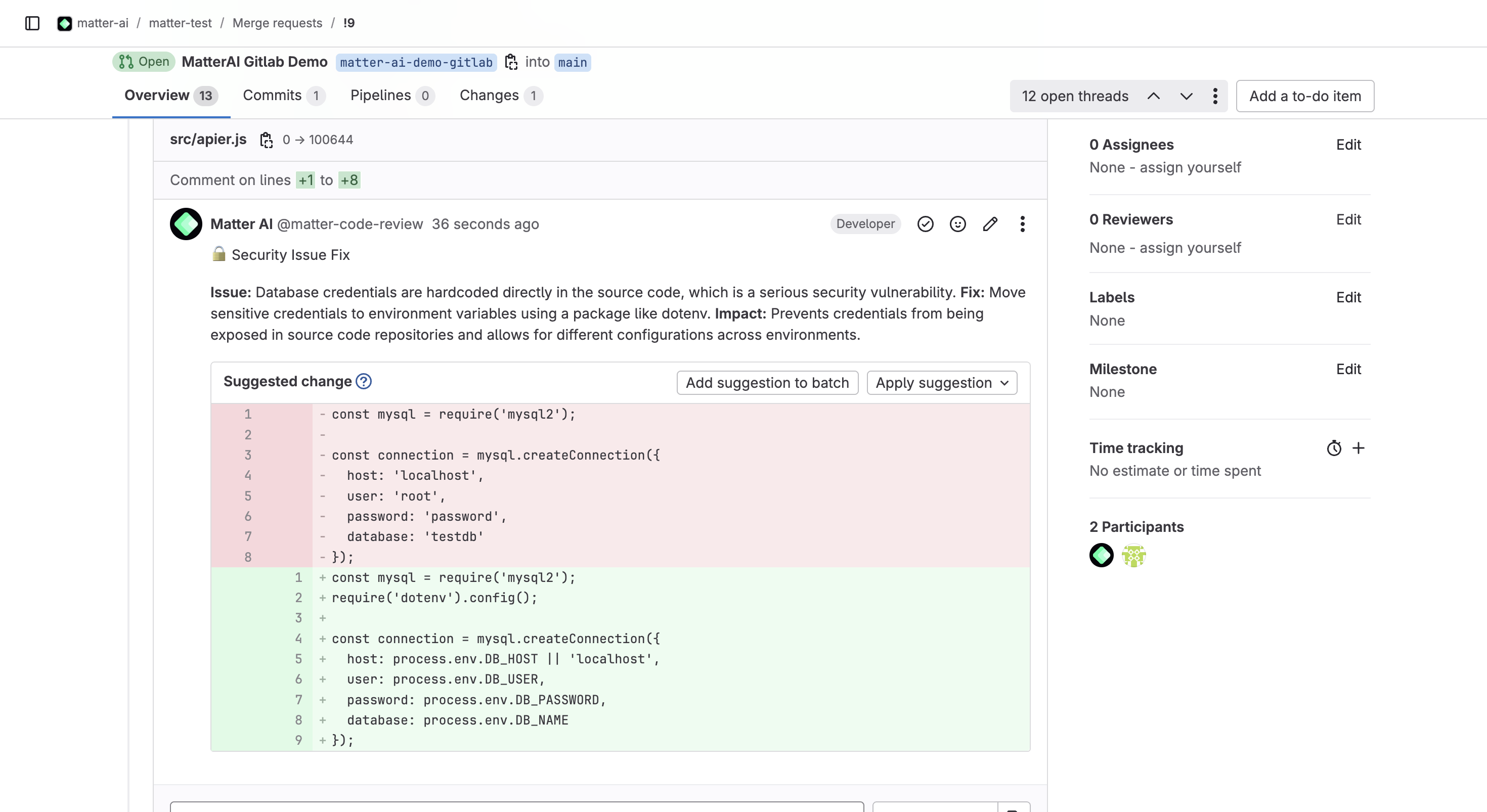Setting up MatterAI service account