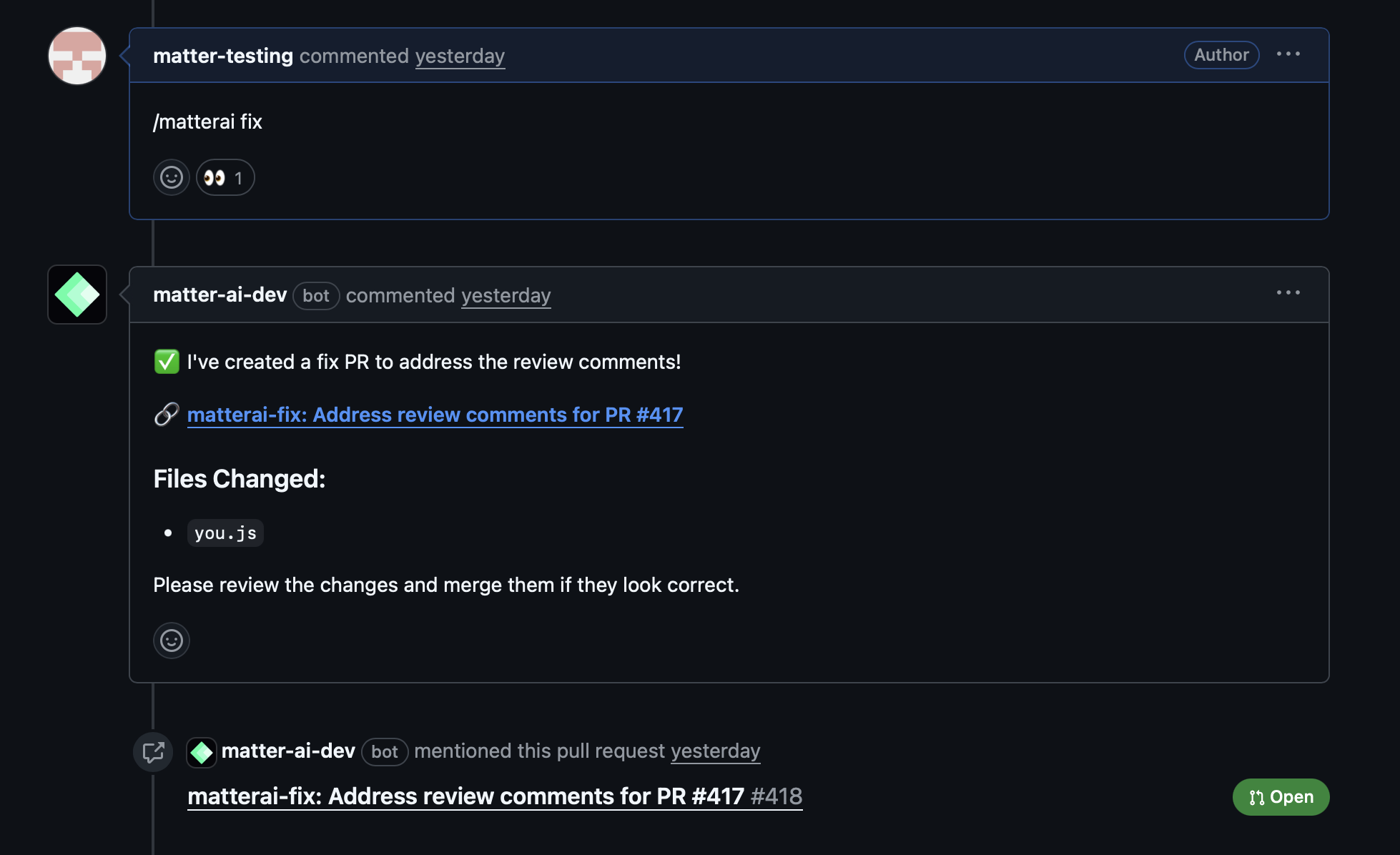 Automated Code Fix Example