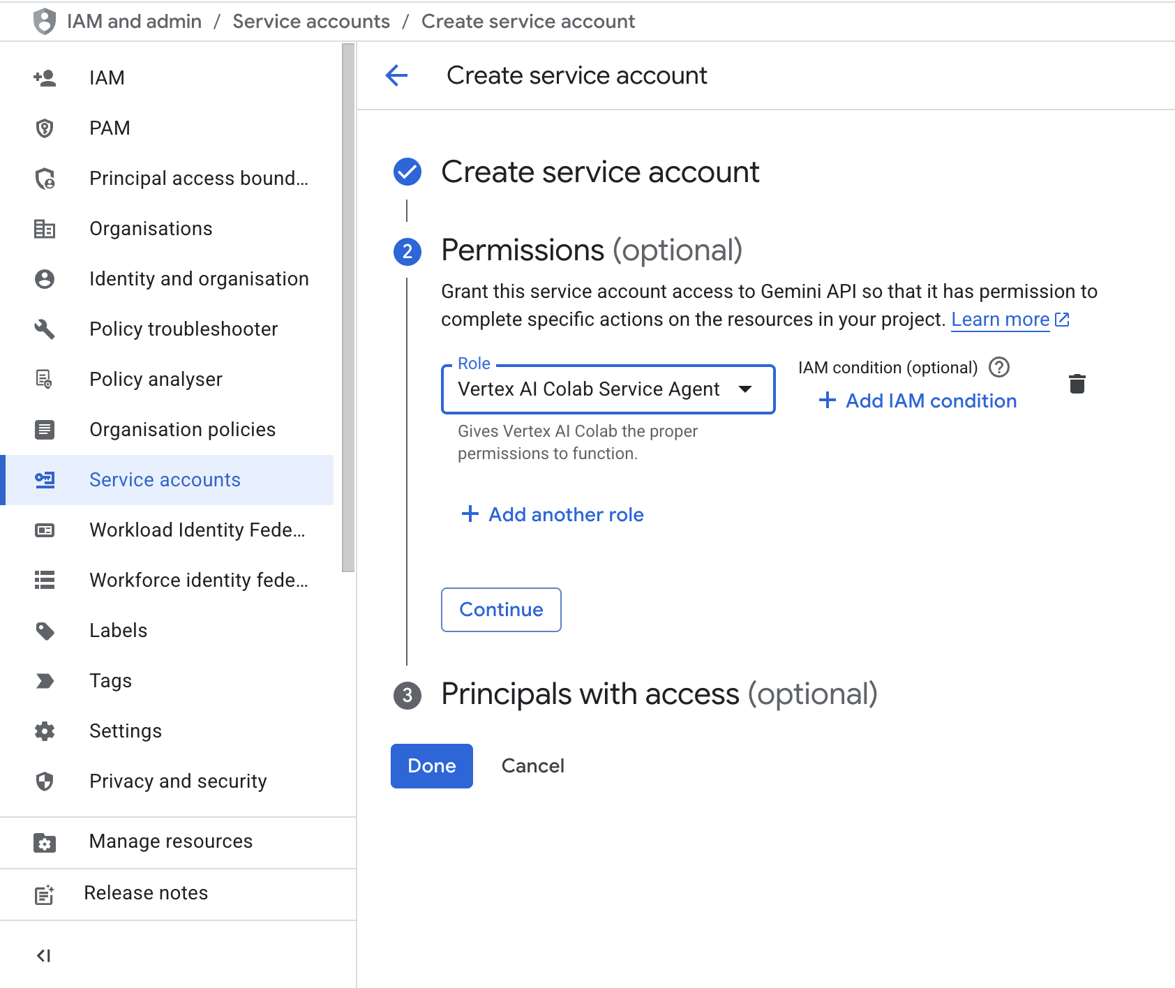 Configure Service Account