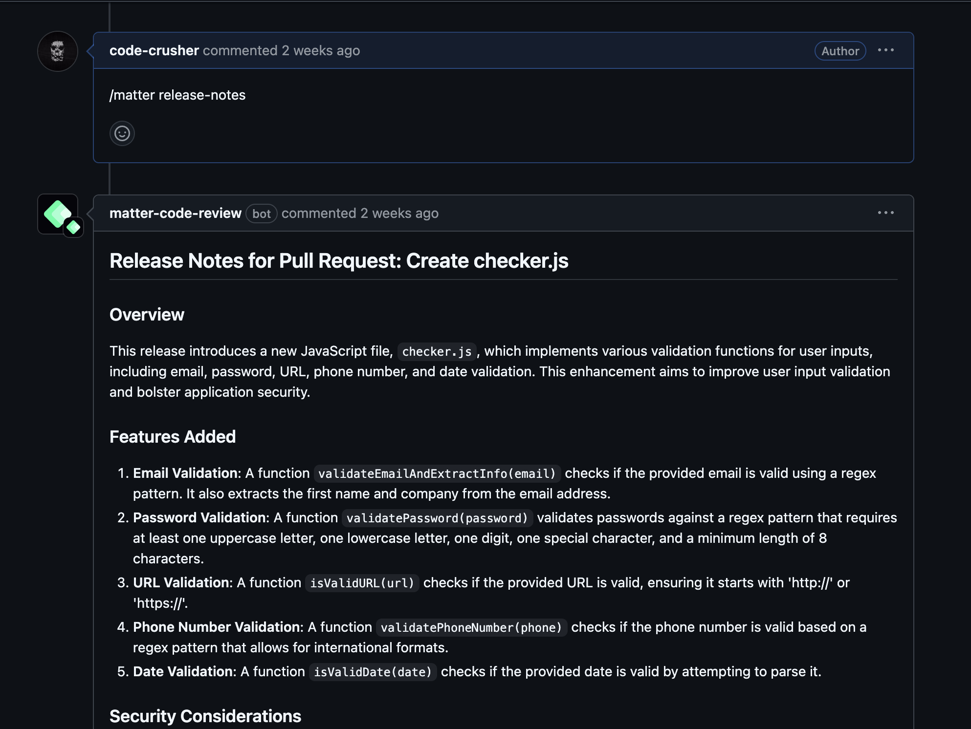 MatterAI Release Notes Command