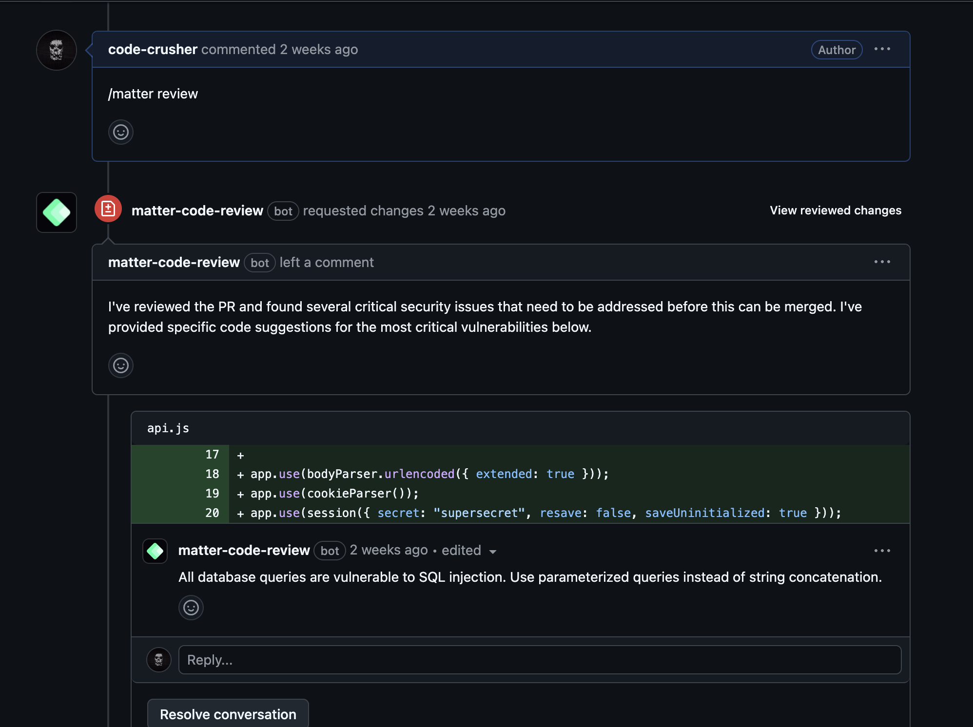 MatterAI Review Command