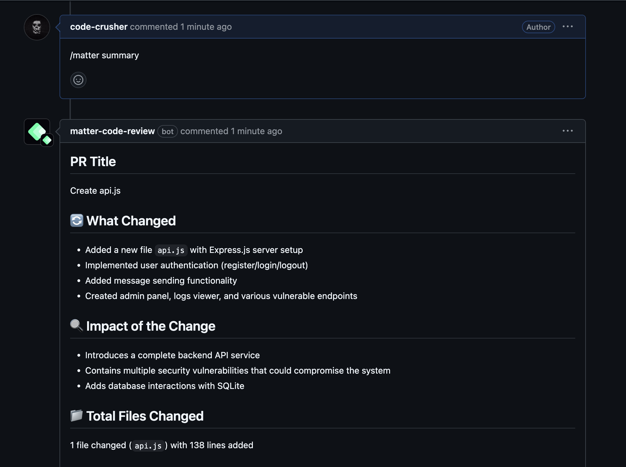 MatterAI Summary Command