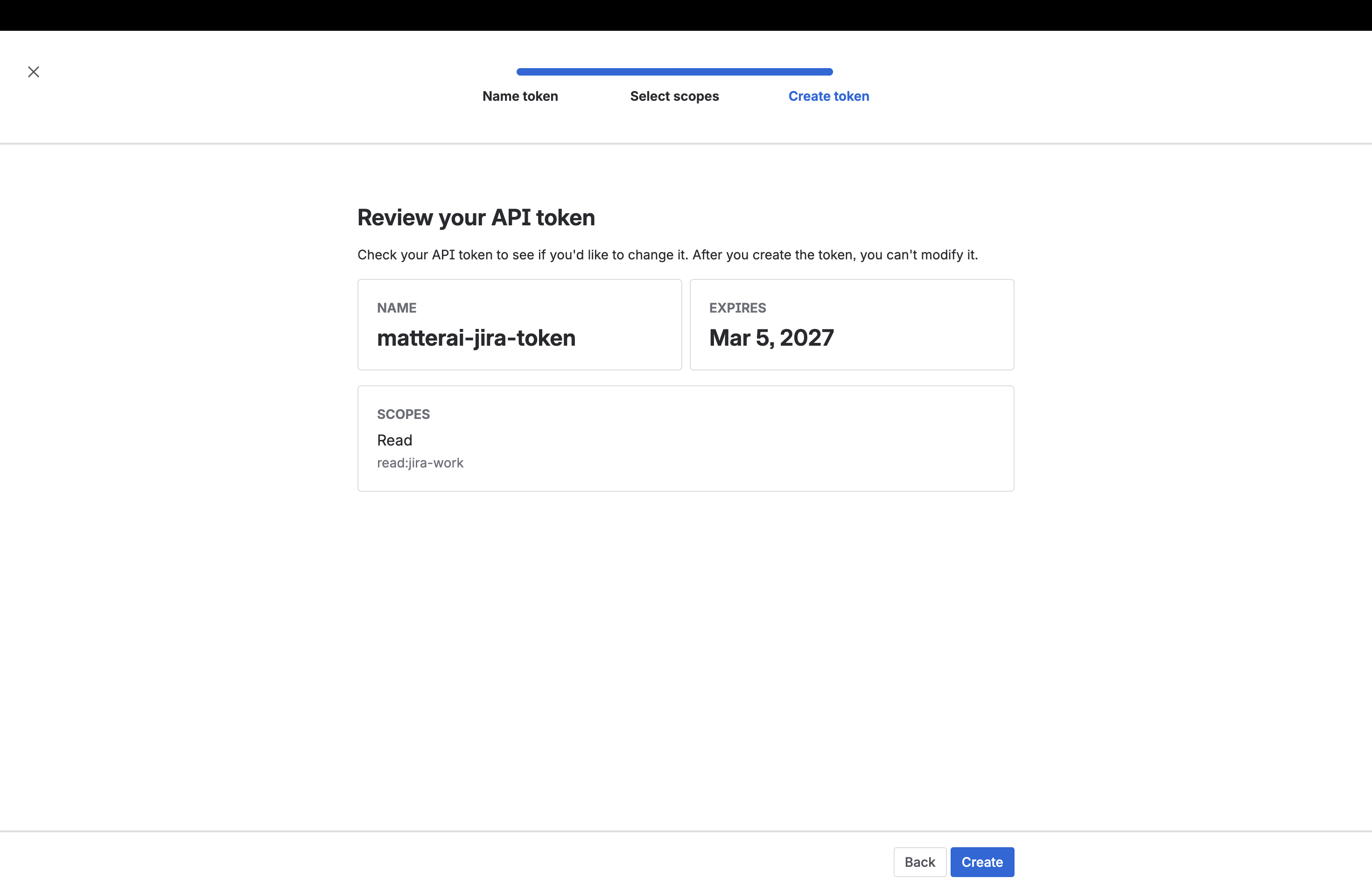 Review API token