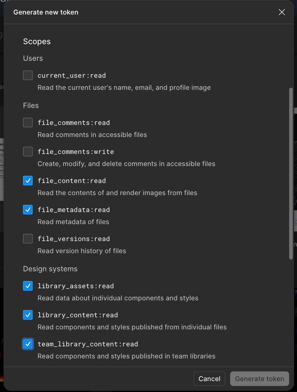 Figma PAT permissions