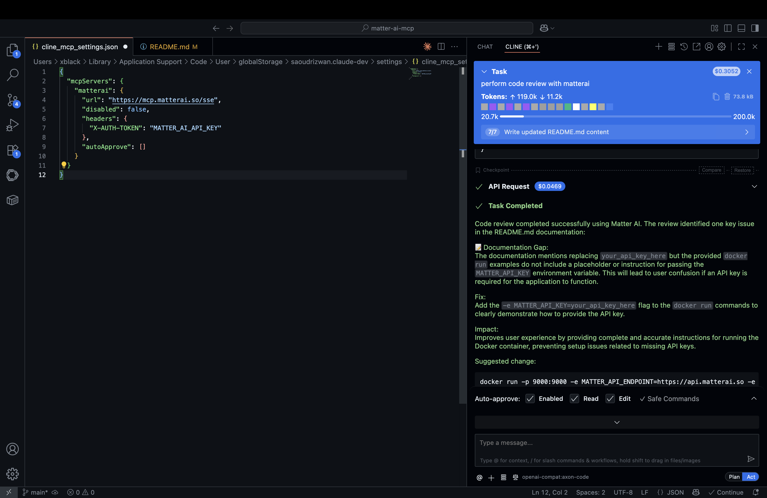 MatterAI MCP Server Preview for Cline