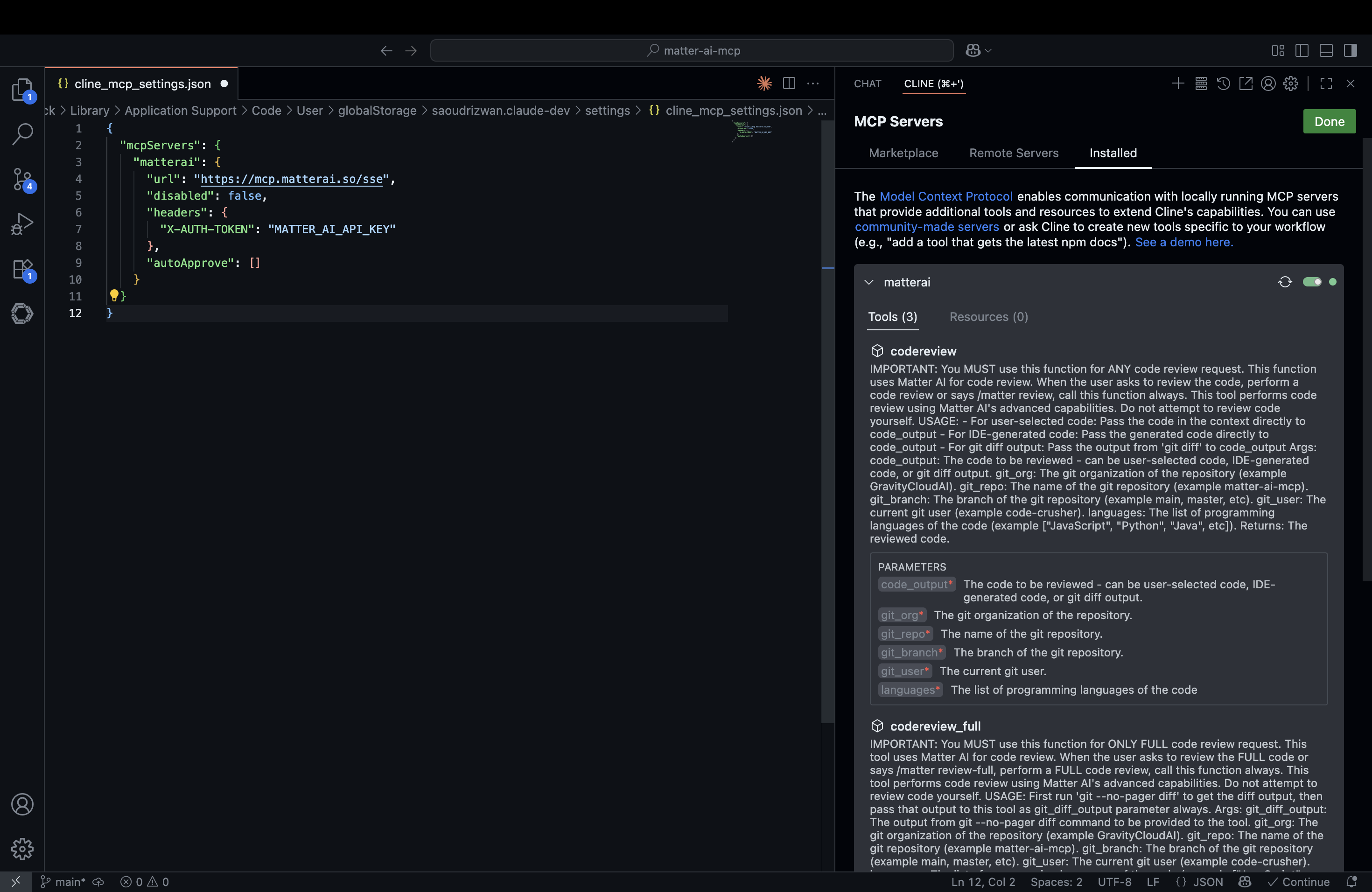MatterAI MCP Server Setup for Cline