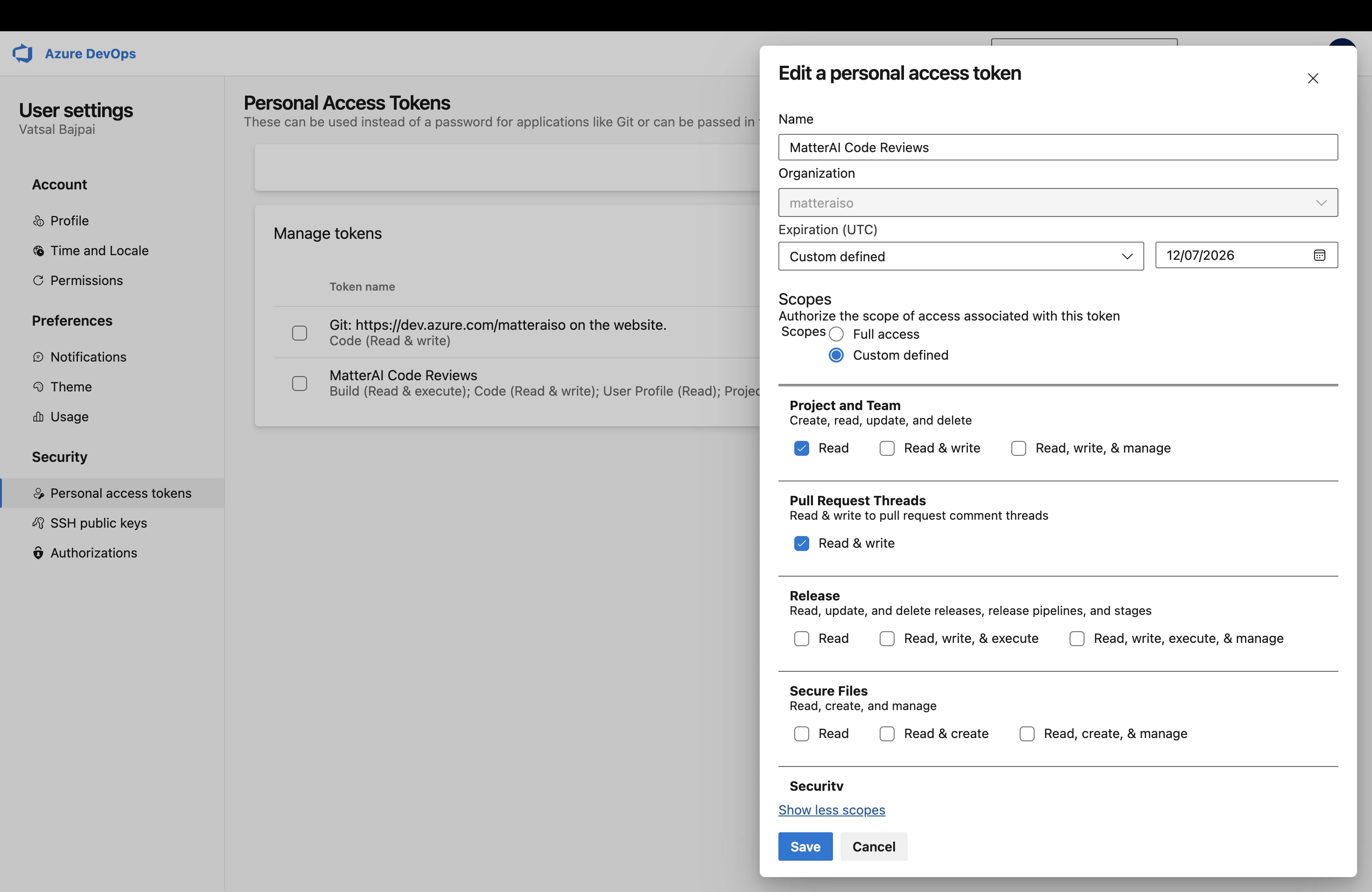 Connecting Azure DevOps in MatterAI