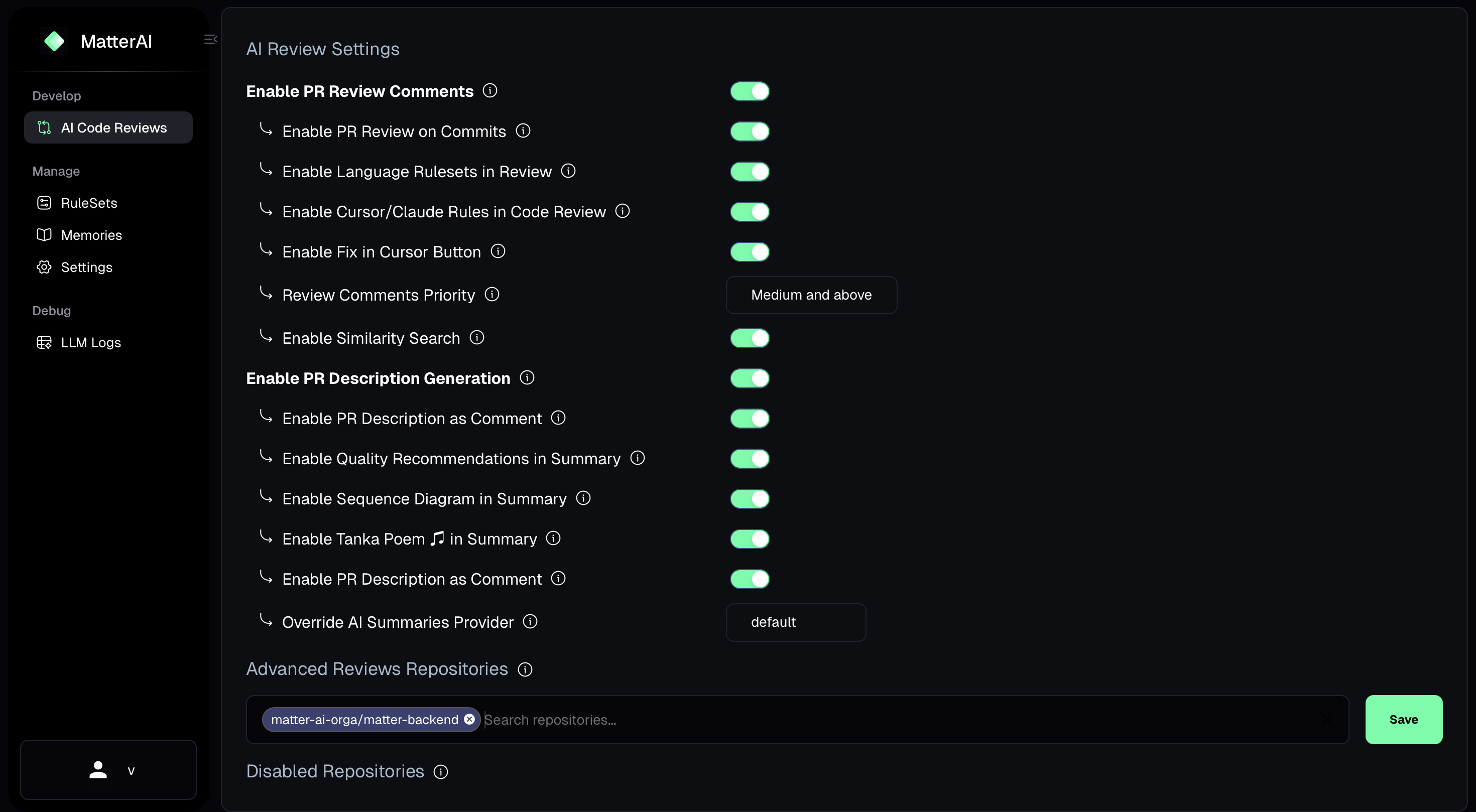 Advanced Reviews Configuration