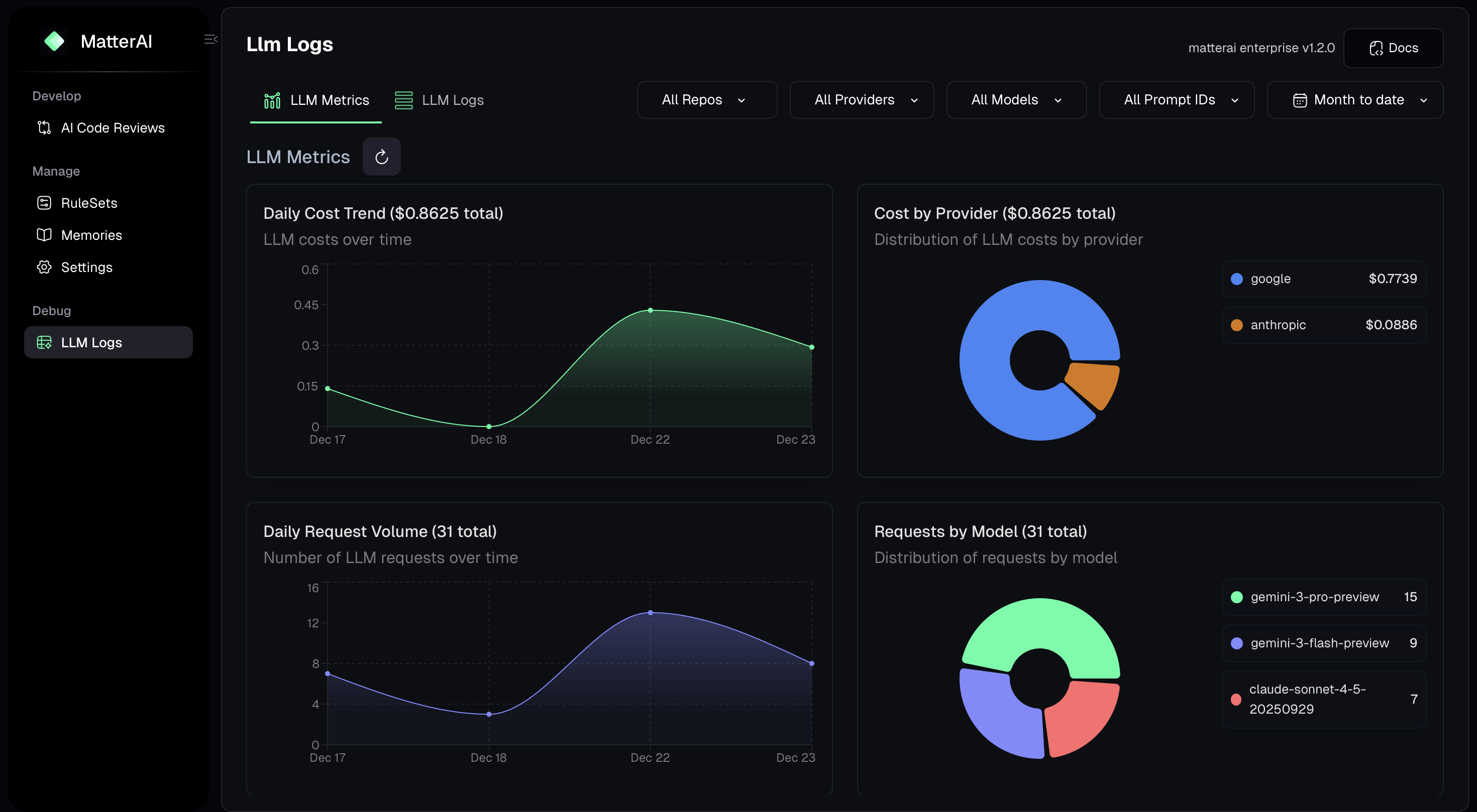 LLM Logs Enhanced Filtering