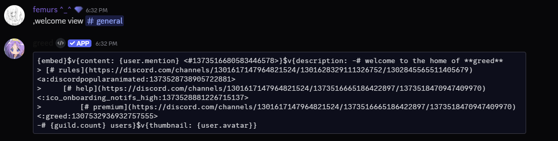 Example of welcome view output