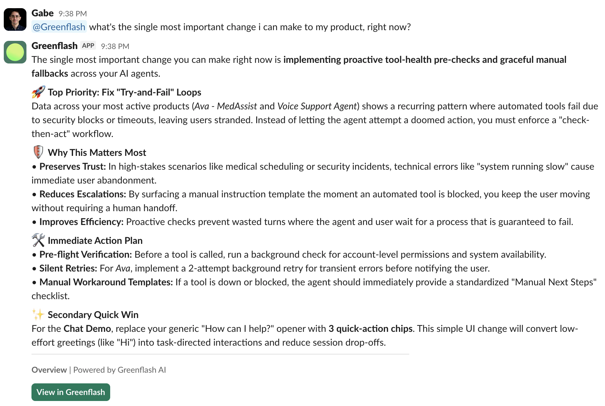 Greenflash Agent in Slack
