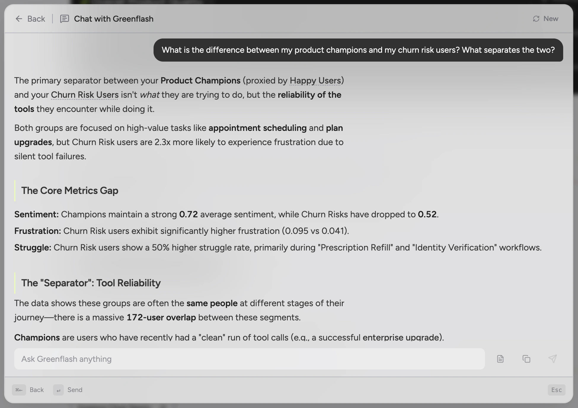 Agent comparing user segments