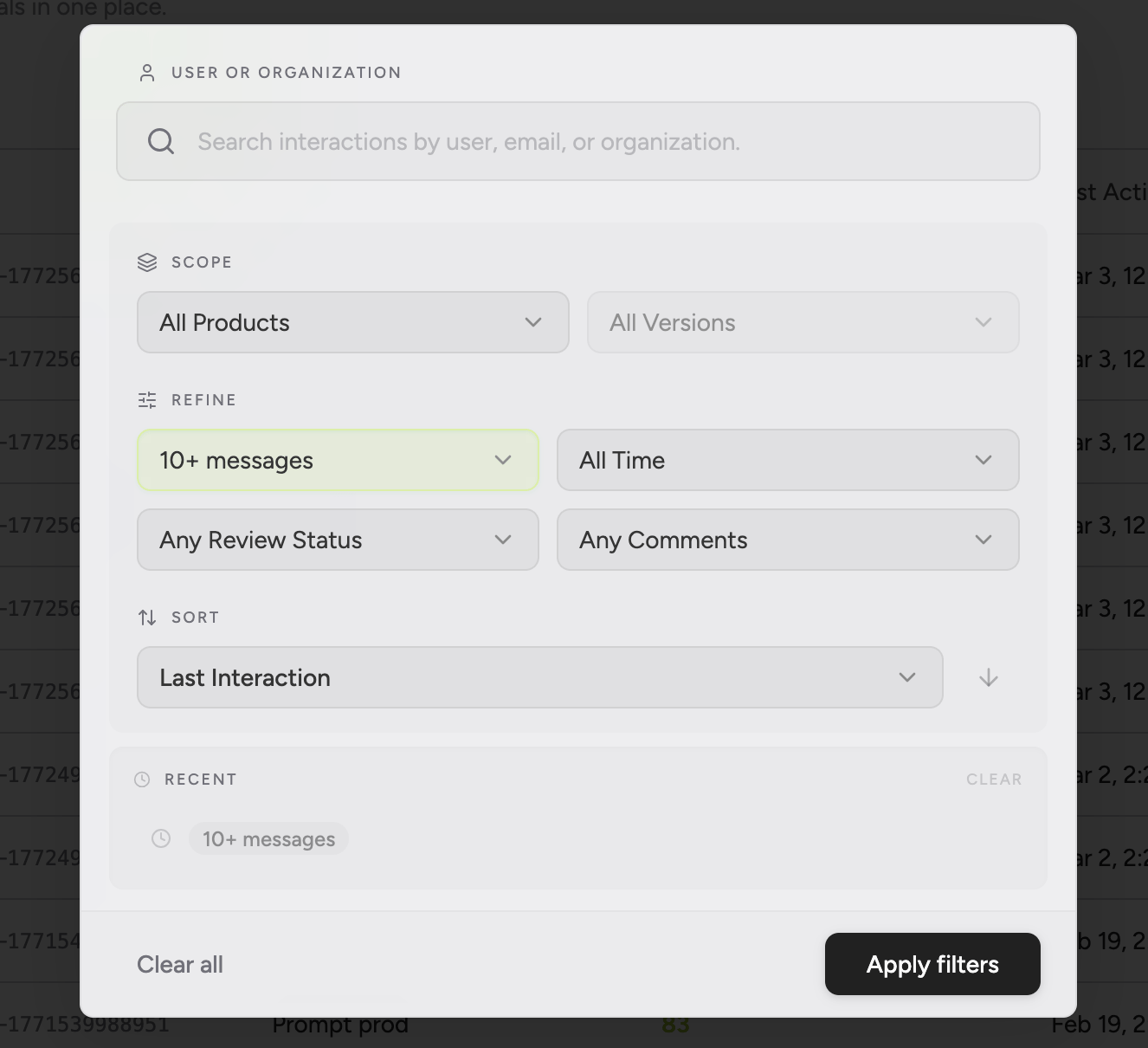 Interactions Search